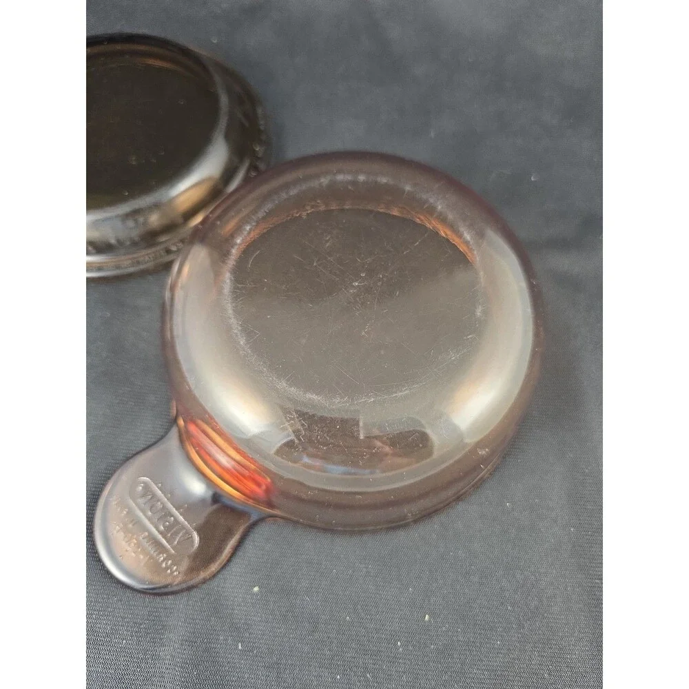 Vintage Pyrex Corning VISION Amber Glass Grab-It Bowl with Lid V-150-B 15oz